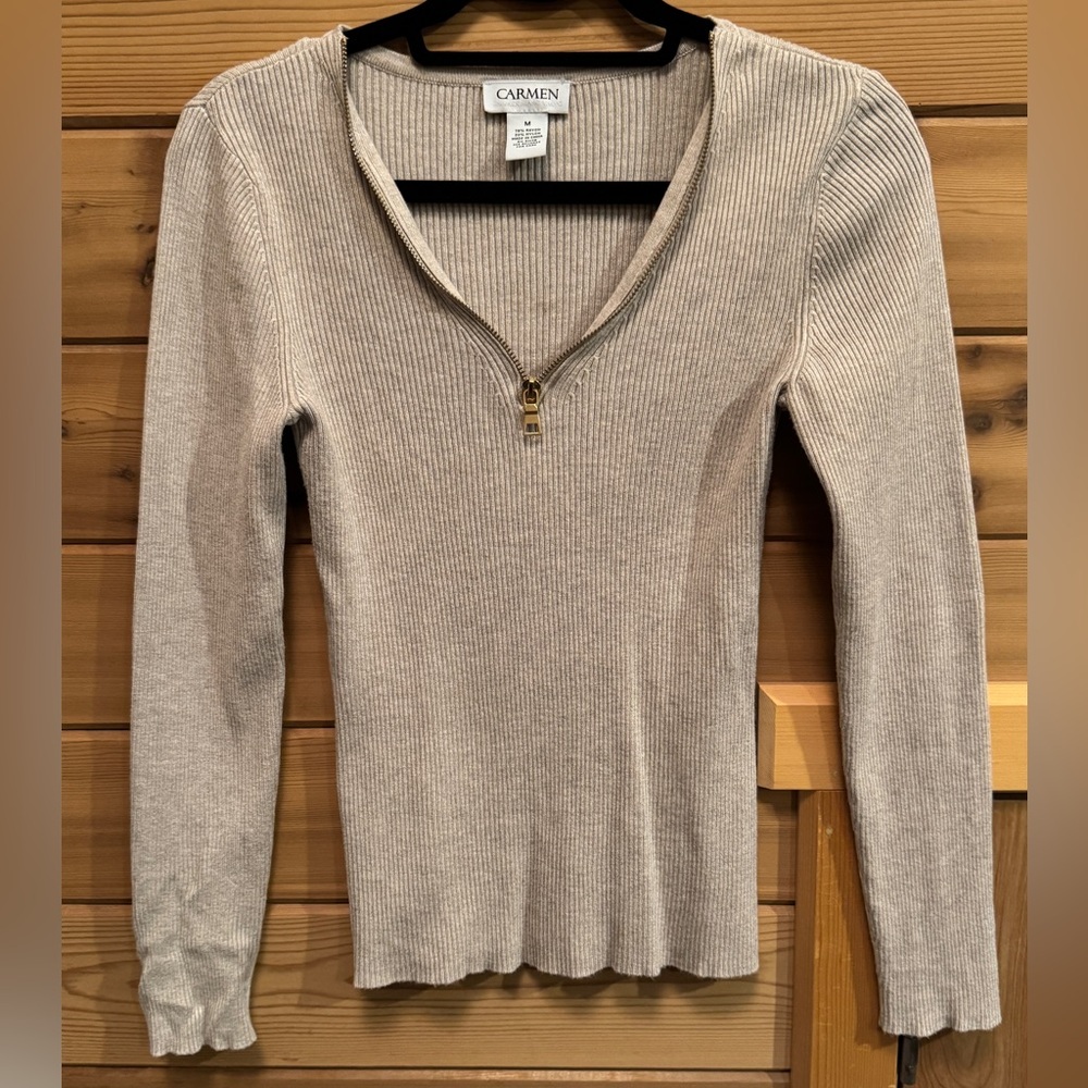 Carmen Ribbed Zip-Up Sweater